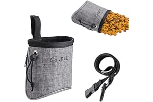 NeuWee Sac de Formation pour Chien, Sac Friandise pour Chien avec Ceinture Réglable et Distributeur de Sac de Caca Intégré pour Transporter des Jouets Et des Friandises (Gris)