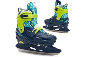 ATTABO Koi - Pattini da ghiaccio per bambini, misura regolabile, per il tempo libero, con guscio rigido, traspiranti, comodi imbottiti, piedini in acciaio inox, supporto alla caviglia, misura 29-40 EU