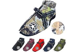 AYWOJA Manteau d'hiver Imperméable pour Chien Chaud avec Harnais, Veste de Chien Imperméable pour Petit Moyen Grands Chiens, Conception de Bandes Réfléchissantes lavables en Machine Anneau en D Durable