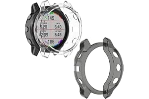 Braleto Estuche para Garmin Fenix 6s, Paquete de 2 Protectores Estuche Delgado Funda de TPU Transparente para Garmin Fenix 6s [Negro + Transparente]