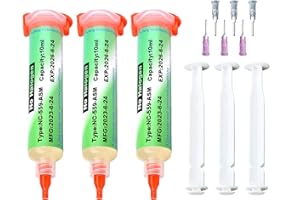 BORISCA 3 Piezas Flux para Soldar Estaño, 10 ml Flux Soldadura Electronica con 3 Empujado, Pasta de Soldadura sin Plomo de Jeringa, Punto de Fusión 138°C Pasta Soldar sin limpieza para BGA PCB SMD