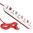 eSYSTEMS 240 volts Extension Board, 4+4 Multi Plug Point Strip with LED Indicator, Individual Switches & Universal Sockets Extension Cord (2.8 Meter, White)
