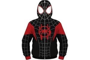 MODRYER Boy Girl Zip con Cappuccio Spiderman Felpa Felpa Iron Man Uomo 3D Giacca Stampata Halloween Natale Compleanno Cosplay Coat Regalo per Teenager 5 6 7 8 9 10 11T,Black-XSmall(105cm~115cm)