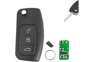 GLOUVDEYZ 433MHZ 3 Tasten Fernbedienungs Schlüssel Für Ford C Max Schlüssel Für Ford C Max Schlüssel Für Ford Autoschlüssel Für Ford C Max Schlüssel 4D63 Für Ford Autoschlüssel Fiesta mit Schlüsselring