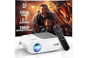 Beamer, XIWBSY 10000 Lumen Mini Beamer 1080P Unterstützt, 5G WiFi LED Heimkino Portable Beamer Klein, Beamer Bluetooth Kompatibel mit TV Stick/X-Box/DVD/Laptop/Smartphone/Android/HDMI/USB