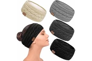 ‎KAVYA Kavya Stirnband Winter Ohrenwärmer Damen, Gestricktes Haarband Verdicken Haarreifen Elastisches Kopfband für Haarschmuck Mädchen Outdoor Workout Yoga Skifahren