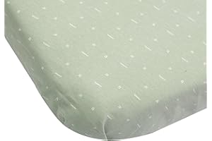 Trois Kilos Sept - Lot de 2 Draps Housses Berceau - Doux et Respirant - Bord Élastiqué - Certifié Oeko-TEX® Standard 100-100% Coton - 50x83 cm - Motif Graphiques Vert Olive