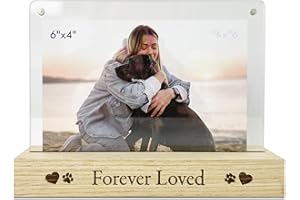 OH SO PRECIOUS PET KEEPSAKES Forever Loved Pet Memorial Photo Frame | Wooden Base, Fits 6x4 Photo, Magnetic Acrylic Sheets | Cherished Keepsake Heart & Paw Print | Remembrance Bereavement Gift | 18.2 x 13.4 x 5cm