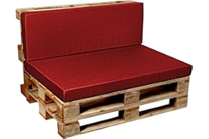 Garden Factory Cojines para palets, Cojín de palé, Cojines para Sofas de palets Asiento, Respaldo o Juego V2 (Asiento Plano 120x80, Rojo)