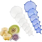 Silicone Stretch Lids - 12 Pack Reusable Durable and Expandable Lids, Silicone Covers for Fresh Food & Leftovers - Keep Food 