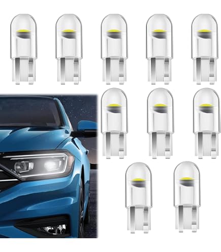 Lot De 10 Ampoules LED T10 W5W Blanc 6500K – Pour éclairage Intérieur Voiture, Plaque, Coffre (12V)