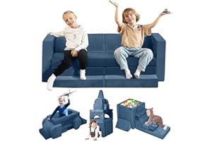 Gilire 18PCS Spielsofa Kindersofa, Modulares Schaumstoff Bausteine Sofa für Kinder, 1000+ DIY Kreativ Couch mit Rutsche & Treppe, Schlafsofa & Kuschelecke für Kinderzimmer, Spielen und Schlafen