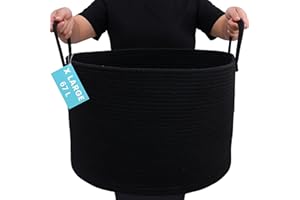 OrganiHaus Cesto Lavanderia XL 50x33cm Nero – Organizer in Corda di Cotone per Indumenti Usati, Coperte, Giochi Cane e Asciugamani