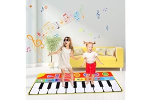 Miavogo Musikmatte für Kinder, Tanzmatte Piano Mat 8 Einstellbare Lautstärke + 8 Instrumenten + 10 Keyboard Musik Klaviermatte für Mädchen Jungen - 148 x 60 cm