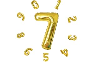 DTXLX 40" Number Balloons,Helium Number 7 Balloons Birthday,Self Inflating Number Balloons,Foil Balloon for Birthday Party,New Year Decoration,Anniversary Decoration,Company Celebration (Gold #7)
