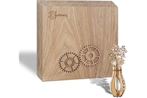 Creatorally Compensato 3mm, Legno Fai Da Te per Laser 30x30 cm, Compensati Noce Nera 6 Pezzi Pannelli Impiallacciatura Legnoso Tavole per Incisione Taglio Artigianato Non Finito Grezzo