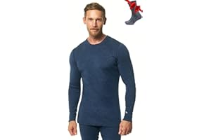 Merino.tech Chemise Homme Manches Longues 100% Merinos - sous Vetement Merinos Homme Lourd, Moyen, Léger avec Chaussettes