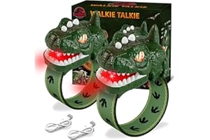 GINSSO Rechargeable Dinosaur Walkie Talkies for Kids, 2 Pack T-Rex Camping Gear Outdoor Toys Long Range Birthday Easter Christmas Stocking Stuffers for 3 Years+ Boys Girls