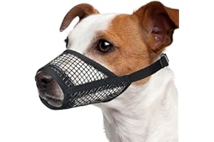 Mayerzon Dog Muzzle, Soft Mesh Muzzles for Small Medium Large Dogs Chihuahua Poodle Husky Labrador Retriever, Breathable Dog Mouth Guard for Biting Chewing Grooming, Allow Panting Drinking(M, Black)