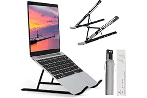 ‎AITODOS TA AiTodos® Stojak na Laptopa Czarny, Profesjonalny i Minimalistyczny, Regulowany w 6 Pozycjach Antypoślizgowa Stop Aluminium do Biurka i Prezentacji, Kompatybilny z MacBook Pro, Dell XPS, HP - 8–16 Cali