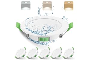 UGVMN LED Downlights Ultra Slim 7W LED Recessed Ceiling Lights Dimmable, Warm White 3000K Neutral White 4000K Cool White 6500K Adjustable, IP44 Round Spotlights for Bathroom Kitchen Living Room, 6 Pack