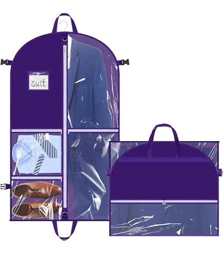 Buste Per Abiti In PVC Per Bambini 101 Cm | Sacchetti Per Costumi Gara Di Danza Con 4 Tasche Trasparenti E 1 Tasca Posteriore Con Cerniera