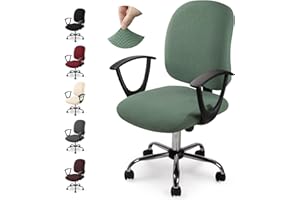 Eozakavod Coprisedia Ufficio Modulabile, Jacquard Fodera per Sedia da Computer Universale, Copertura Protettiva Facile da Lavare‌ per Sale Riunioni e Uffici - Solo Fodera (Y-Verde, Confezione da 2)