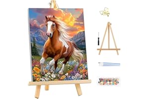 MEIYUDA DIY Paint by Numbers for Adults with Frame Animal Horse, Paint by Numbers Kits, Arts and Crafts for Beginner, Drawing Paintwork Wall Art 25x35cm