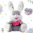 Talking Bunny Repeats What You Say Recording Toys Easter Rabbit Peek-A Boo Toys with Children Song Plush Stuffed Animal Interactive Electronic Pet Toy with Floppy Ears for Girls Boys Baby Kids Gift