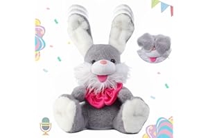 INSZKOOS Sprechender Kuscheltier Hase Wiederholt Was Sie Sagen Peek-A Boo Plüsch Spielzeug Aufnahme Ostern Kaninchen Interaktiver Elektronisches Haustier mit Kindern Lied für Kinder Mädchen Jungen Geschenk