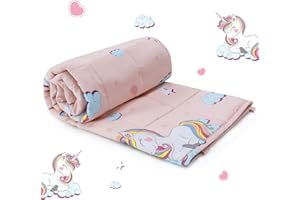 ‎SIVIO Sivio Gewichtsdecke, 1,4 kg, 90x120 cm, Therapiedecke Schlafhilfe Stressabbau, 100% Natürliche Baumwolle, Hypoallergene Glasperlen, Pinkes Einhorn