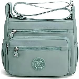 TS WITH TECHSUN Women’s Crossbody Sling Bag For Everyday Use, Nylon Shoulder Bag with Zipper Pockets, Adjustable Strap, Water Resistant Handbag for Travel, Shopping