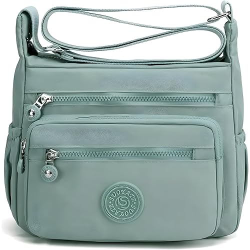 TS WITH TECHSUN Women’s Crossbody Sling Bag For Everyday Use, Nylon Shoulder Bag with Zipper Pockets, Adjustable Strap, Water Resistant Handbag for Travel, Shopping