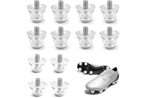 LPOLKVEMELH 12 PCS Football Studs Metal Tipped Replacement, Transparent Soft Ground Thumb Rubber Football Nylon Rugby Studs, Football Boot Studs Replacement for Men Boy Adults Shoes, 8Pcs 13mm&4Pcs 16mm