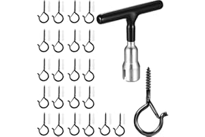 VVHFXD 22 x haki do wkręcania czarnej stali nierdzewnej, ze śrubą zabezpieczającą, hak sufitowy, hak do zawieszania, wieszak ścienny do roślin doniczkowych, łańcuchów świetlnych, klatek,