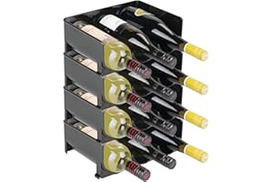 mDesign Estante para Botellas – Ahorre Espacio Gracias a Este botellero apilable y Tenga Siempre ordenadas Sus Botellas de Vino botellero para 12 Botellas