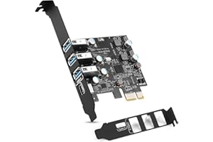 ULANSEN PCI-E auf USB 3.0 Typ C +3 Typ A Erweiterungskarte – Schnittstelle USB 3.0 4-Port Express Card Desktop unterstützt UASP mit Low-Profile-Halterung für Windows Mac Pro Linux