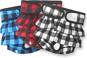 Petbank Wiederverwendbare Hundewindeln, 3 Stück hygienische Hundewindeln für Hündinnen, waschbare/hochsaugfähige, mit Verstellbarer Passform/3 Windel-Boost-Pads für Hund in Periode/Harninkontinenz(M)