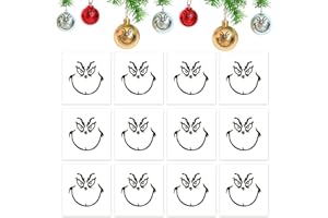 AXBEEAX 12 Pcs Christmas Decorations Stickers for Ornaments, Christmas Decoration Decals, DIY Face Stickers for Christmas Balls, Grinch Cling Stickers Decals for Xmas Window Display Decoration