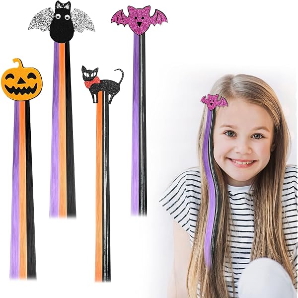 Pinces à Cheveux Halloween TIESOME - Lot De 12 Avec Motifs Citrouille, Chauve-Souris | Barrettes Fille Thématique