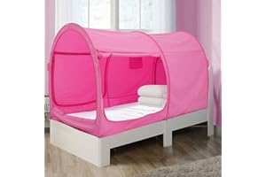 Alvantor Bed Canopy Tents Dream Privacy Space Double Size Sleeping Tents Indoor Pop Up Portable Frame Curtains Breathable Pink Cottage (Mattress Not Included) Reducing Light