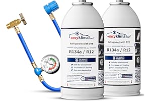 auto easy klima EasyKlima AC Starter kit with Extra Gas - air Conditioning Gas, Hose with Pressure Gauge - Simple, Quick air Conditioning Refill kit for 1995-2016 Vehicles