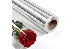 BEKABA Rollo de Celofán Transparente 80cm x 50m para Envolver Regalos, Cestas y Decoración de Flores, Papel Celofan Transparente con Grosor 35 micras (80cm*50m)