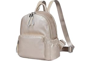 VASCHY Mochila Mujer Pequeña, Bolso Mochila Impermeable Bolso de Mano PU de Cuero Bolso de Hombro Casual Moda Bolso Ordenador para Viaje Universidad Trabajo Shopping