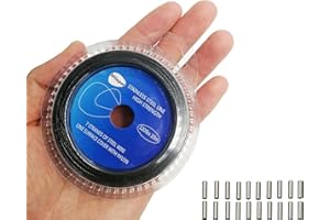 MILEPETUS Black Fishing Wire Line: 10LB-200LB Stainless Steel Fishing Leader Wire 10 Meter with 20pcs Crimps Sleeves