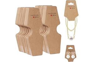 BUTYEAK Papel Kraft Tarjeta de Exhibición, Tarjetas de Exhibición de Collar, Tarjeta de Exhibición Joyas, 100 Piezas Tarjeta de Pendiente, Tarjetas de Exhibición de Pulsera, para Collares de Papel Kraft