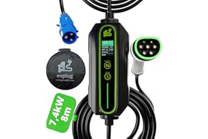 evplug/Chargeur EV Portable Voiture Electrique (Type 2 | 8m | + Minut., 7,4kW | 32A)