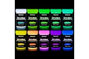 Fantastory Leuchtfarben Nachtleuchtend Farben 10x30ml, Acrylfarbe Glow-In-Dark-Farben und Schwarzlicht farben,geeignet für Steine,Leinwände, Halloween.Acrylic Paint Set (Mildcolor Serie)