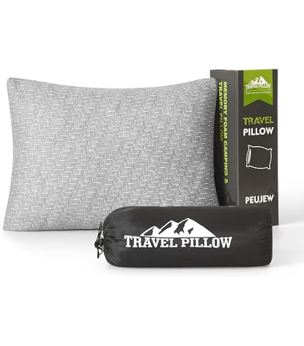 Cuscino Da Viaggio In Memory Foam Triturato PEUJEW - Comprimibile E Portatile Per Campeggio, Aereo, Auto (Giallo Albicocca, 58x40 Cm) - 2