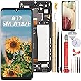 YHX-OU 6.5 Inch Black + Frame Display for Samsung Galaxy A12 SM-A127F SM-A127F/DS LCD Display Touch Screen Replacement Screen Glass Assembly with Tools + 1 x Screen Protector
